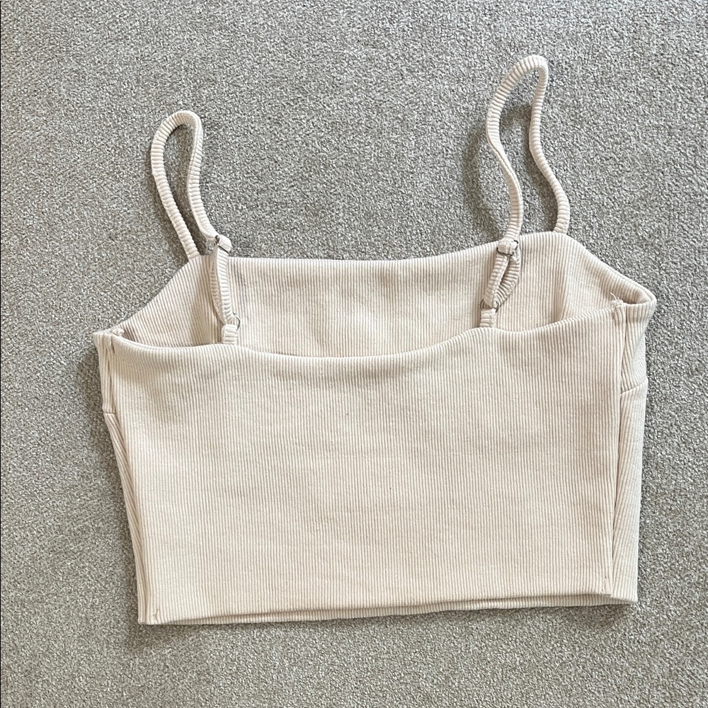 Lulu's Cream Ribbed Crop Top - Picture 5 of 10